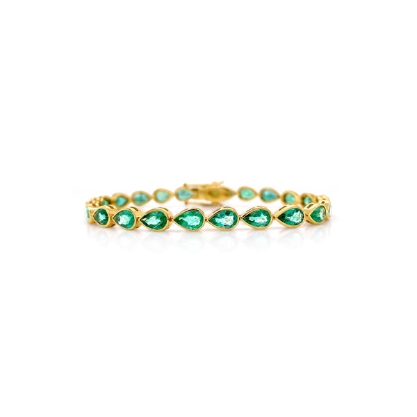 Emerald Pear Shape Bezel Bracelet