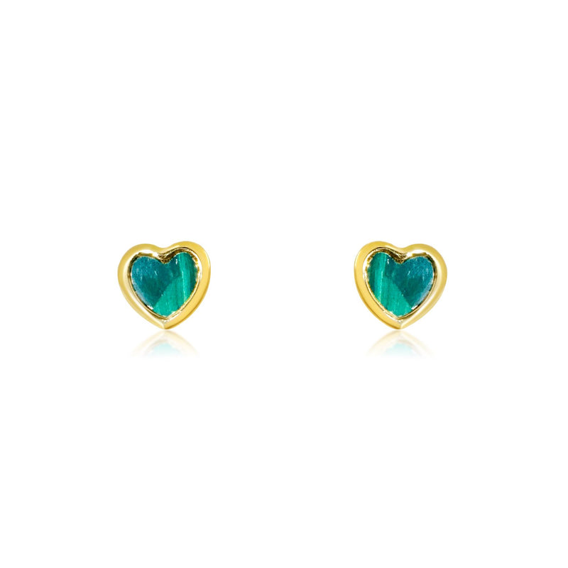 Girls Malachite Heart Earrings - Brilat