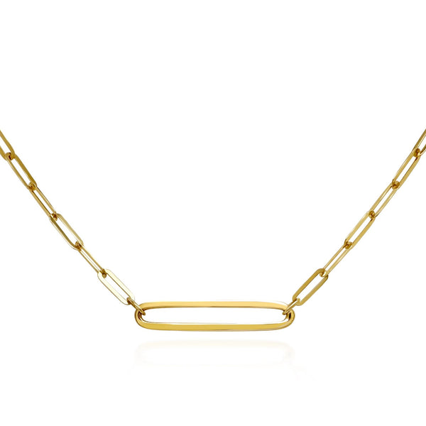 Gold Elongated Paperclip Necklace