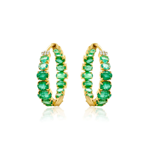 Emerald Hoop Earrings