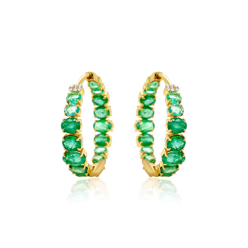 Emerald Hoop Earrings