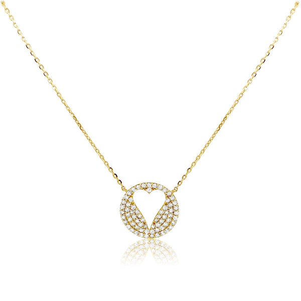 Diamond Medal Open Heart Necklace