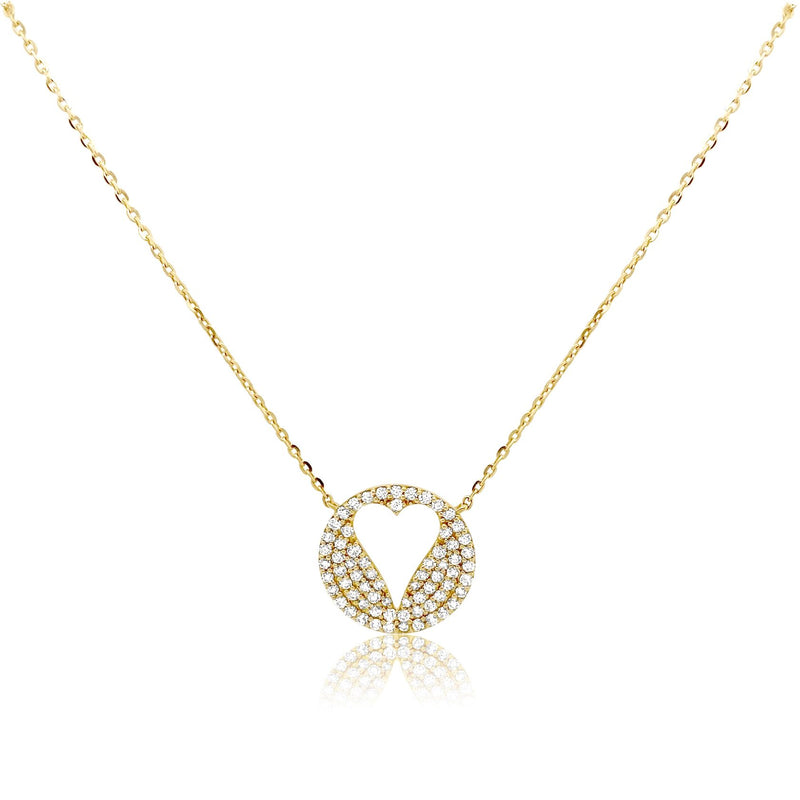 Diamond Medal Open Heart Necklace