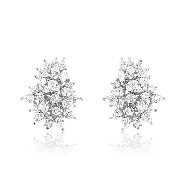 Important Diamond Cluster Earrings - Brilat