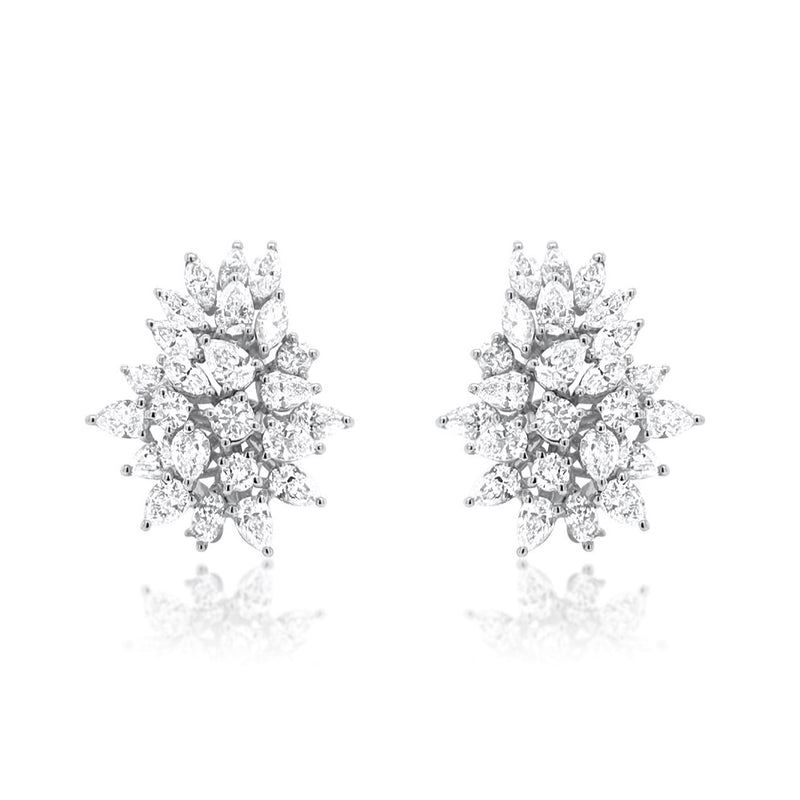 Important Diamond Cluster Earrings - Brilat
