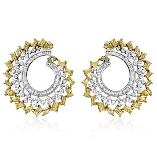 Inside Out Yellow Diamond Important Earrings - Brilat