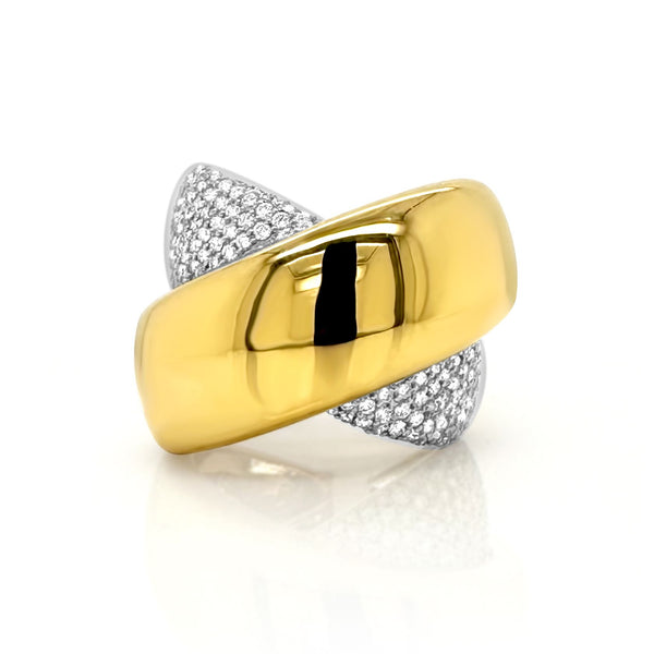 Statement Diamond Crossover Ring - Brilat