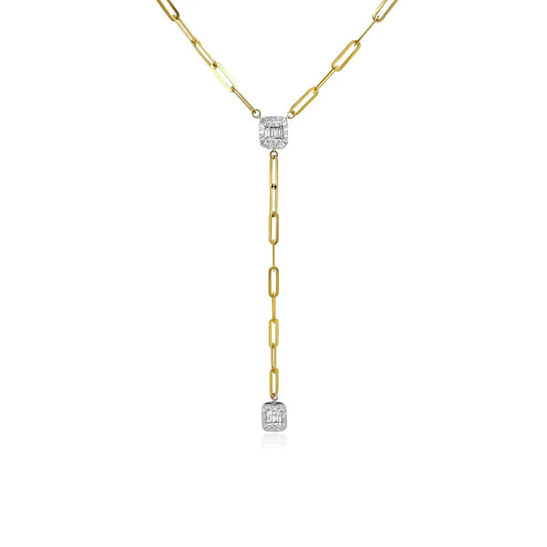 Paperclip & Diamond Lariat Necklace