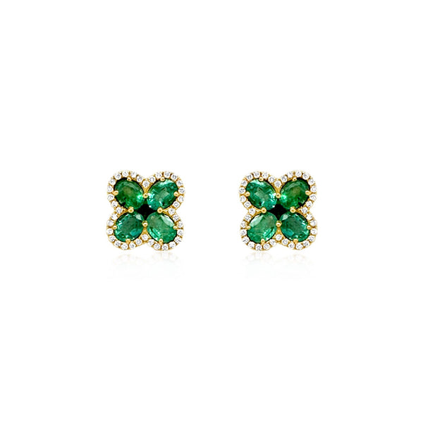 Emerald & Diamond Clover Earrings