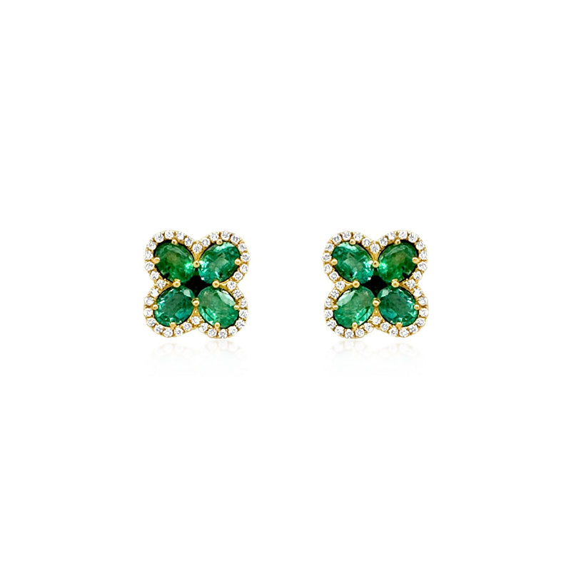 Emerald & Diamond Clover Earrings