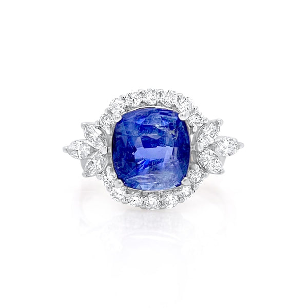 Classic Sapphire Ring with Marquise sidetones