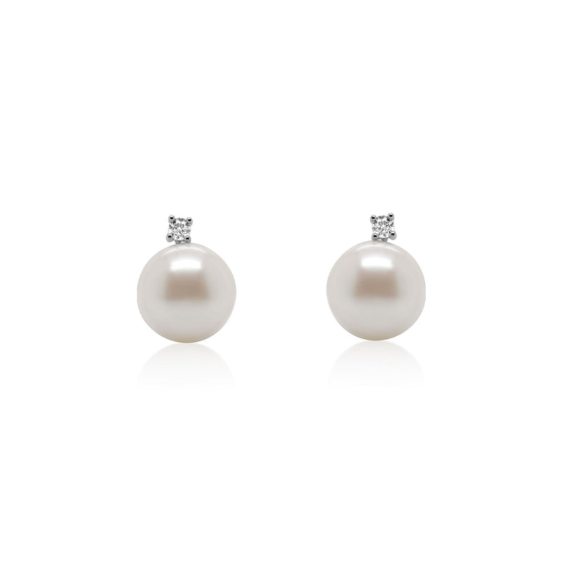 Pearl & Diamond Stud Earrings - Brilat