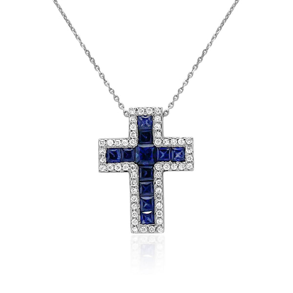 Sapphire Cross Necklace - Brilat