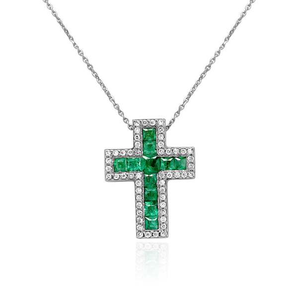 Emerald Cross Necklace - Brilat