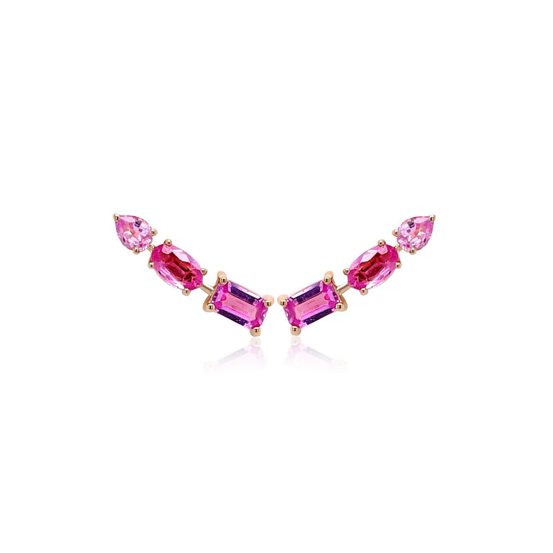pink sapphire multishape climber earrings - Brilat