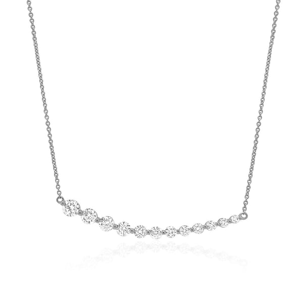 White Gold Graduated Diamond Necklace - Brilat