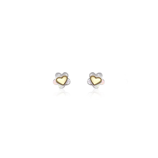 girls gold heart & mother of pearl earrings - Brilat