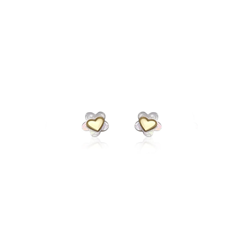 girls gold heart & mother of pearl earrings - Brilat