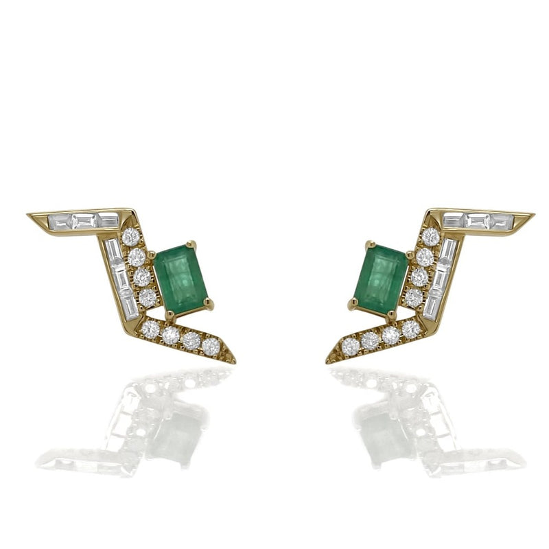 The Ella Emerald Climber Earrings - Brilat