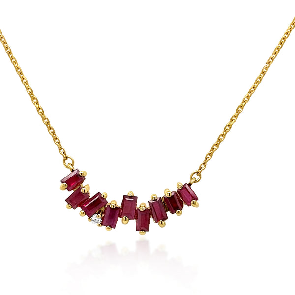 The Ruby Baguette Necklace - Brilat