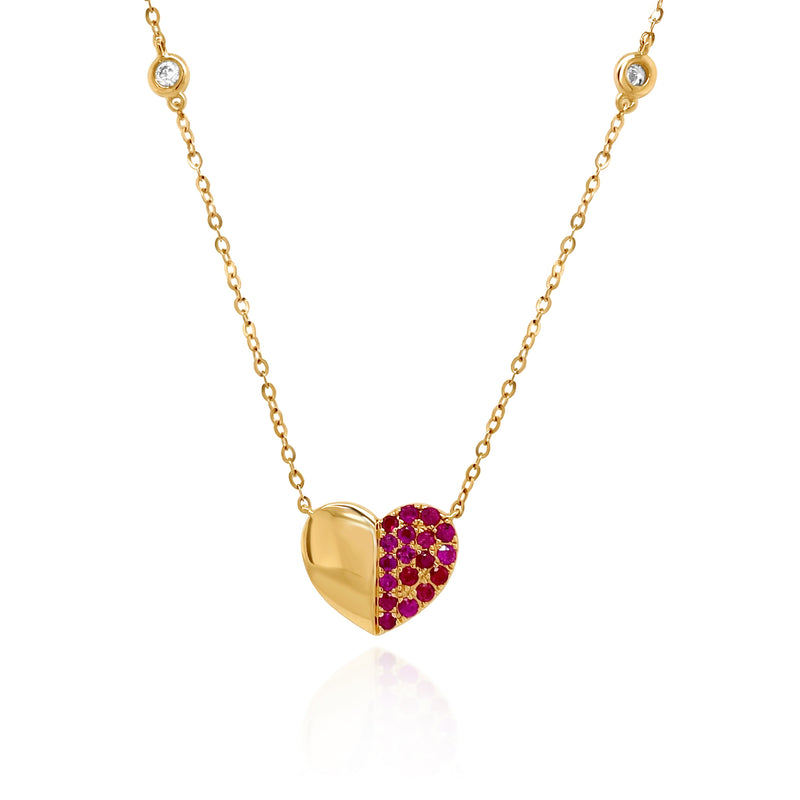 One Heart Necklace in Ruby - Brilat