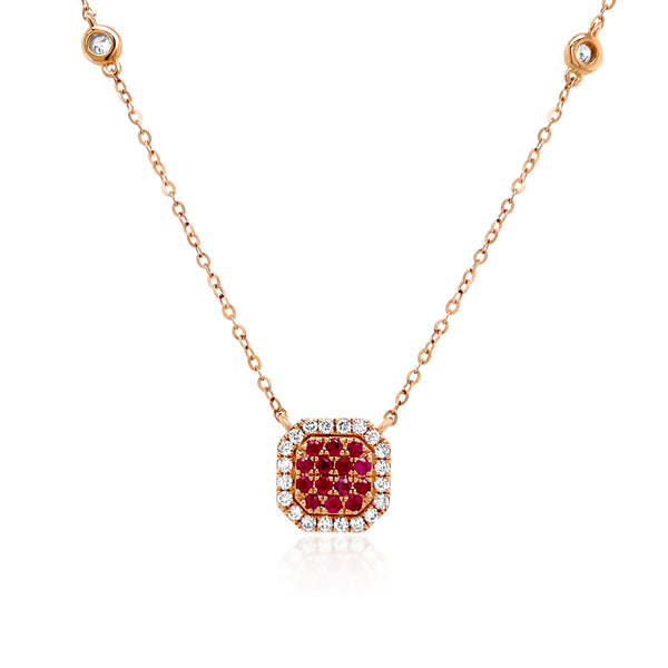 Cut Cornered Ruby Necklace - Brilat