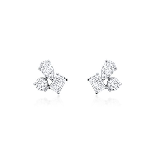 Three-stone Diamond Earrings - Brilat