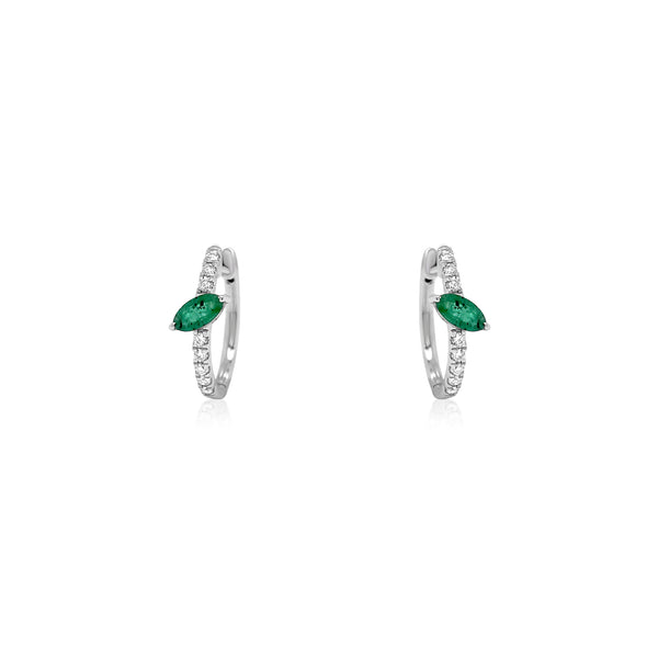 Emerald & Diamond Huggie Earrings - Brilat