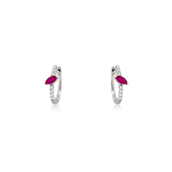 Ruby & Diamond Huggie Earrings - Brilat