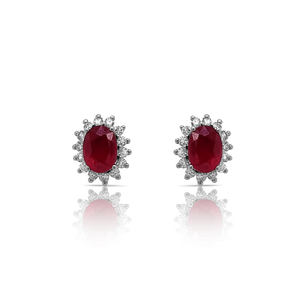 classic ruby halo earrings - Brilat