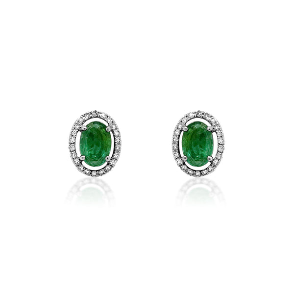 Petite Halo Emerald Earrings - Brilat