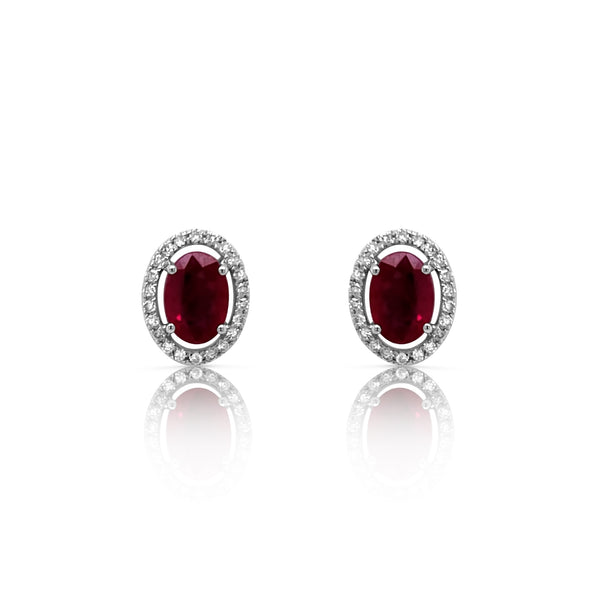 Petite Halo Ruby Earrings - Brilat