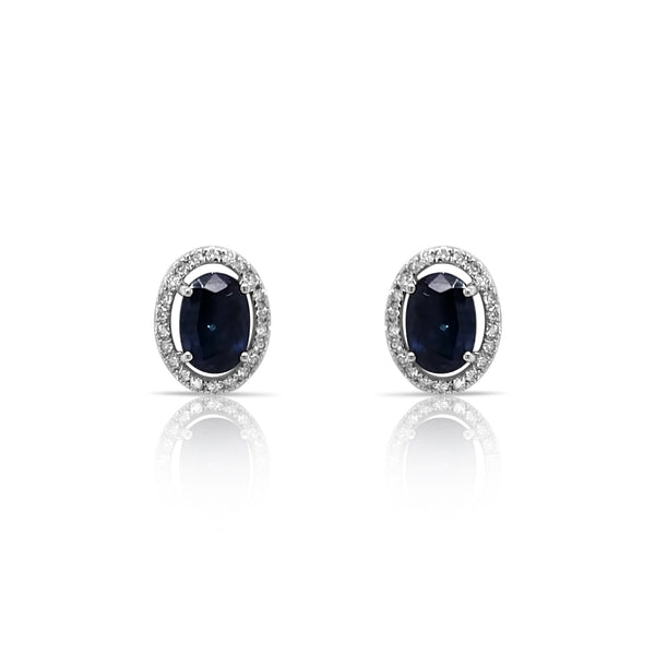 Petite Halo Sapphire Earrings - Brilat