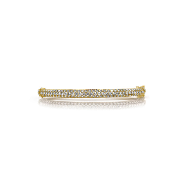 Yellow Gold Pave Bangle Bracelet - Brilat