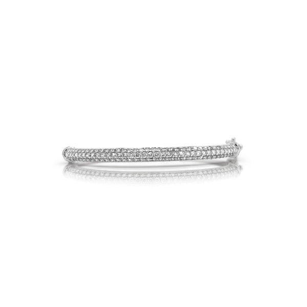 White Gold Pave Bangle Bracelet - Brilat