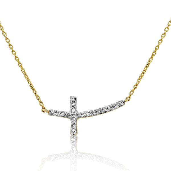 slanted cross diamond necklace - Brilat