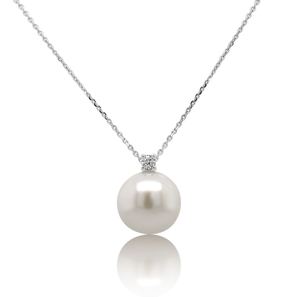 Classic Pearl & Diamond Necklace - Brilat