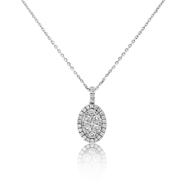 Halo Diamond oval necklace - Brilat