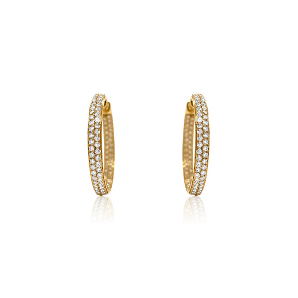 Large Pave Diamond Hoops in Yellow gold - Brilat