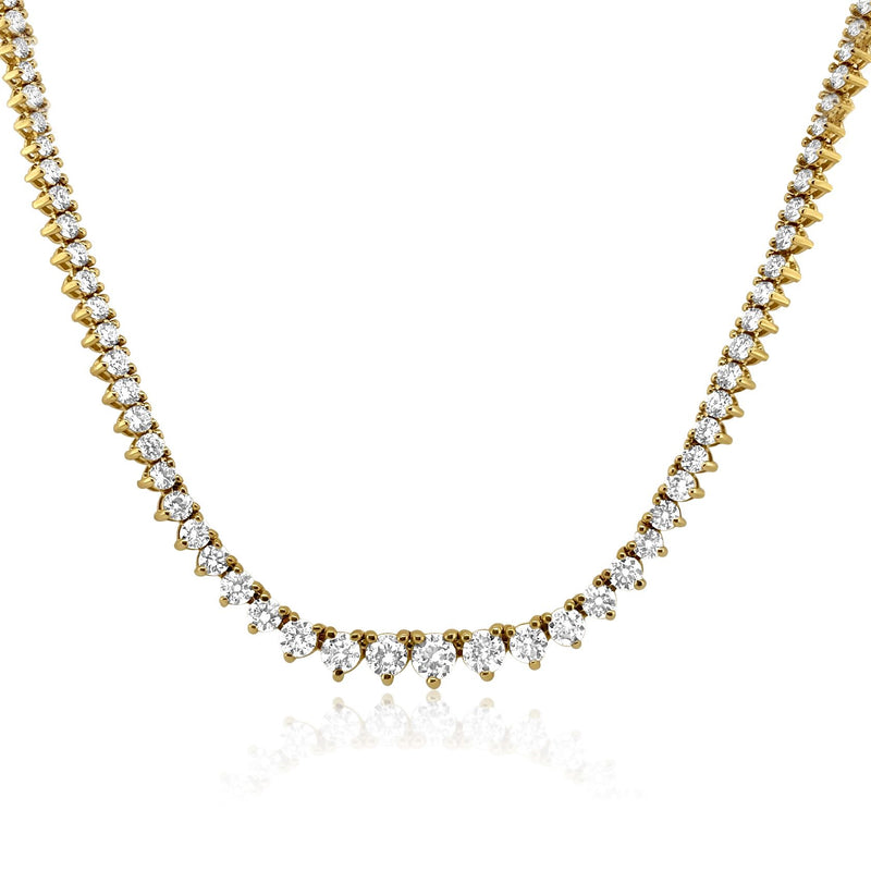 Yellow Gold Graduated Diamond Necklace - Brilat