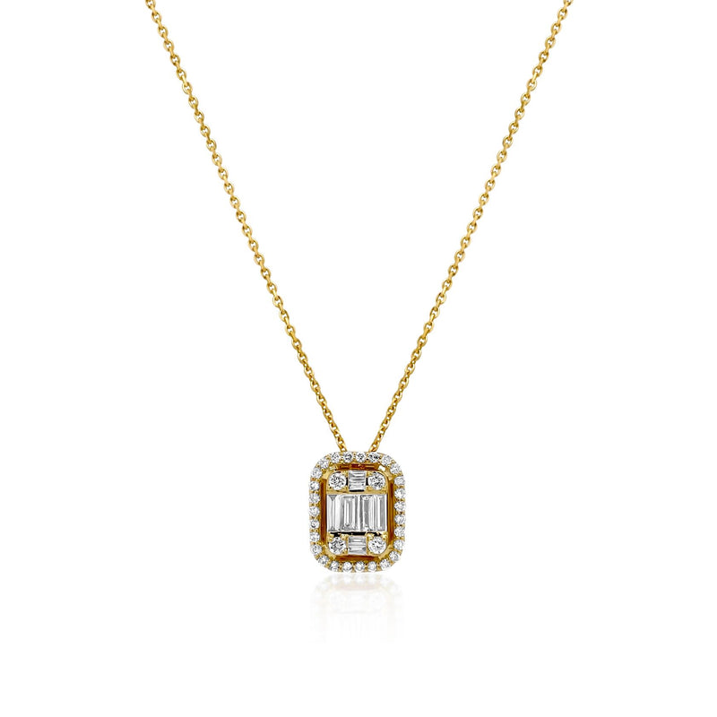 Rectangular Baguette Diamond Pendant in Yellow Gold - Brilat