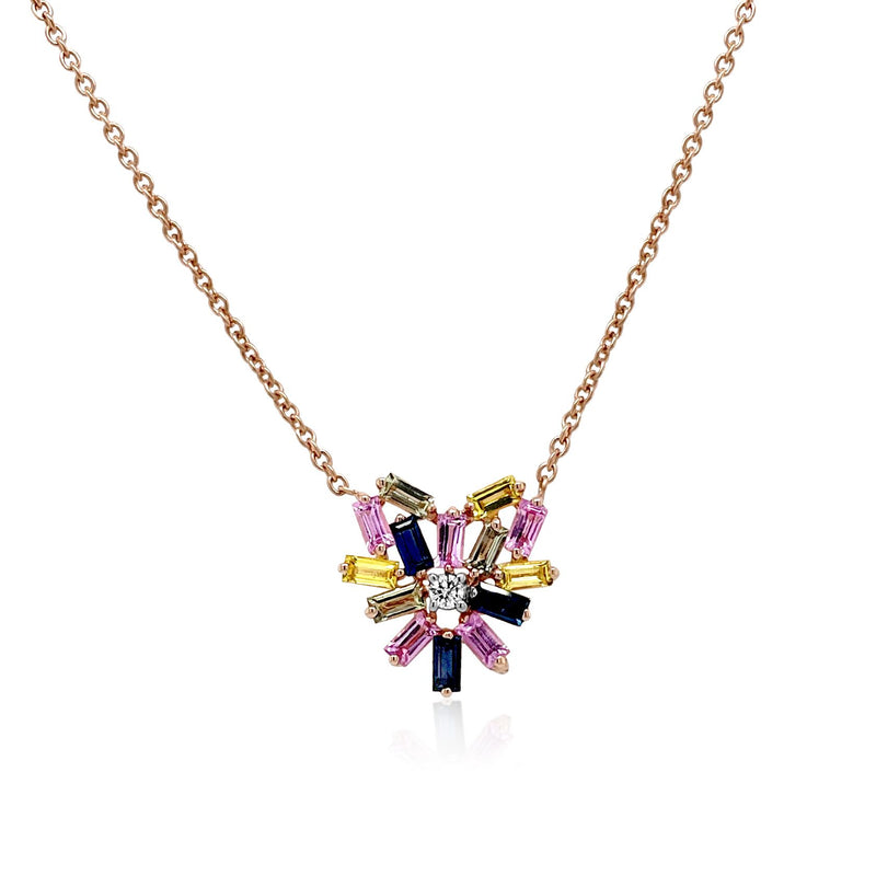 Multi Sapphire Puzzle Heart Necklace - Brilat