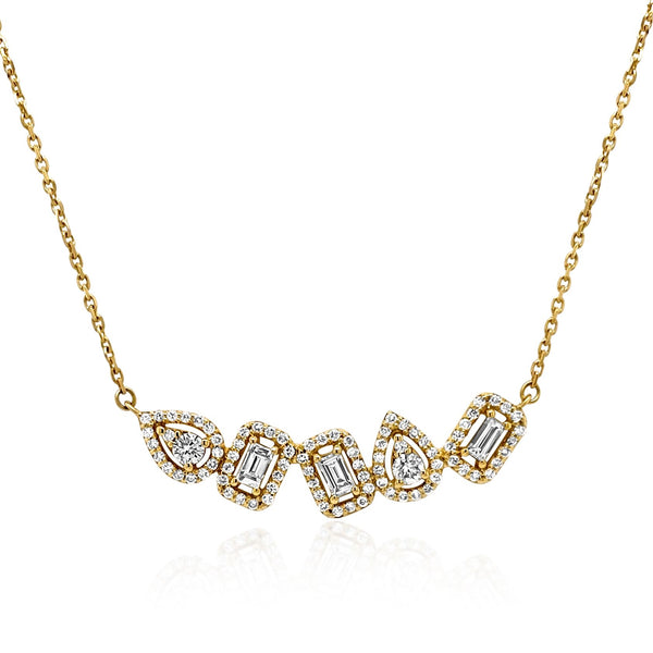 Multishaped Diamond Halo Necklace - Brilat