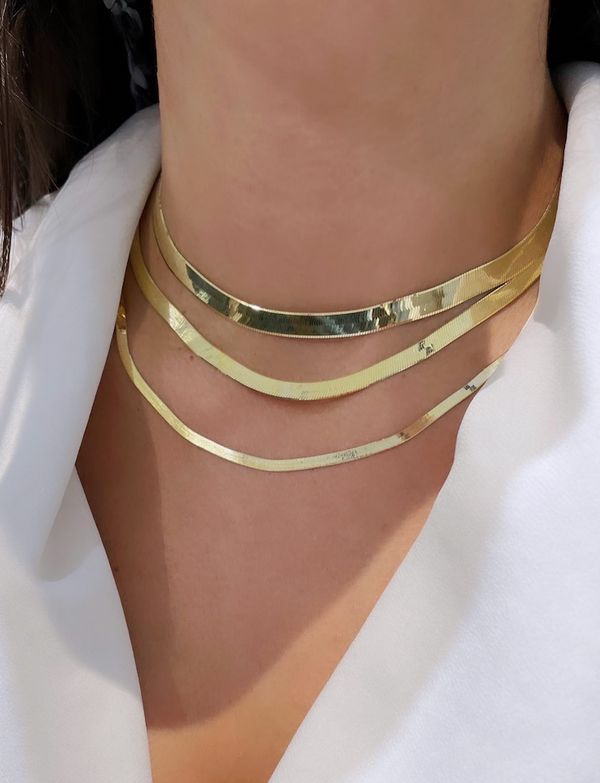 Gold Herringbone Necklace - Brilat