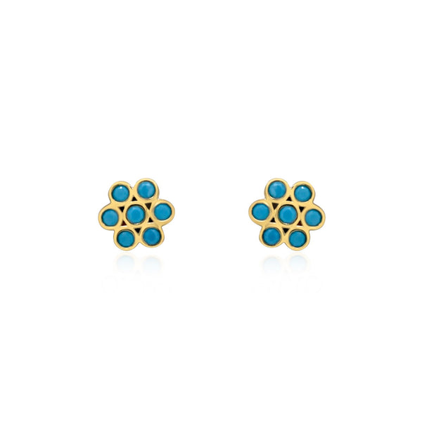 Girls turquoise flower earrings - Brilat
