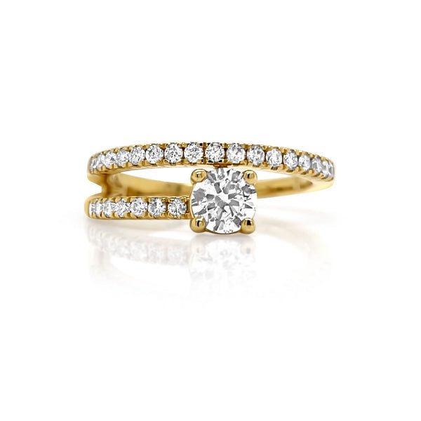 Yellow Gold Solitaire Diamond Spiral Ring - Brilat