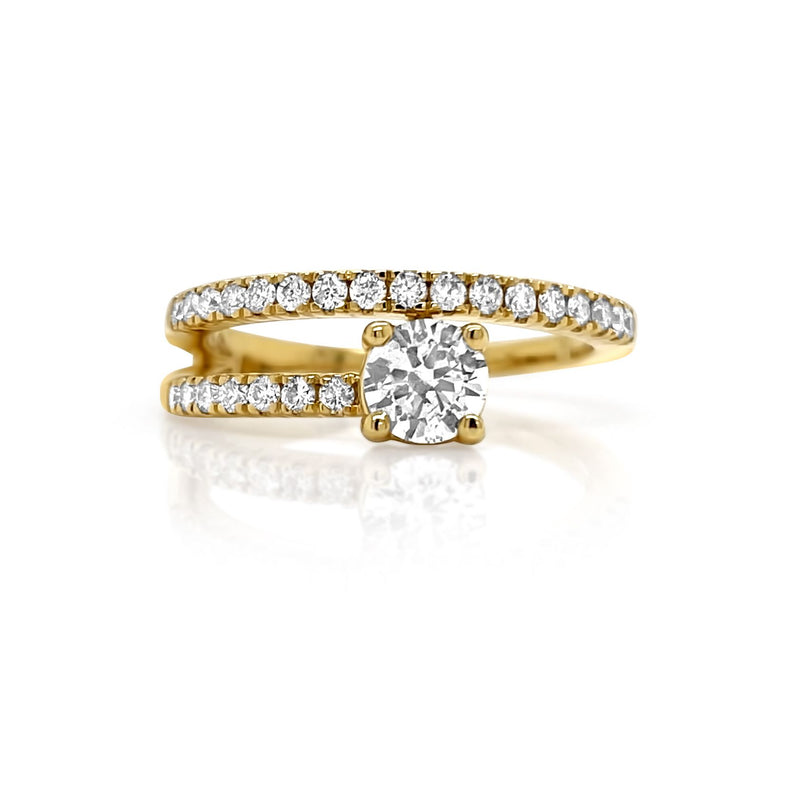Yellow Gold Solitaire Diamond Spiral Ring - Brilat