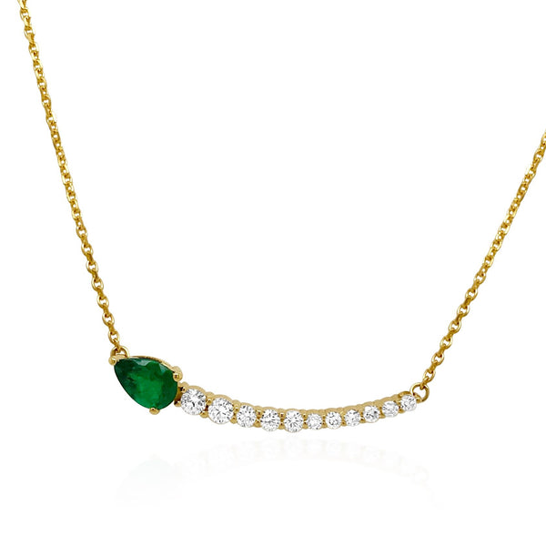 Emerald & Diamond Arrow Necklace - Brilat