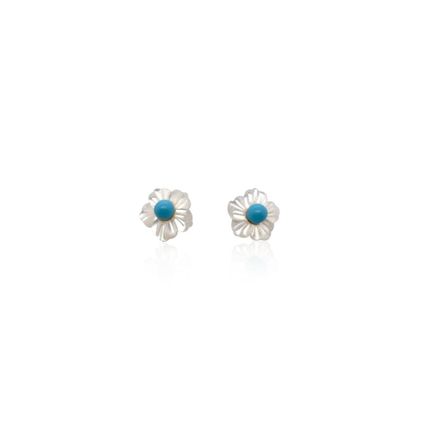 Girls mother of pear and turquoise earrings - Brilat