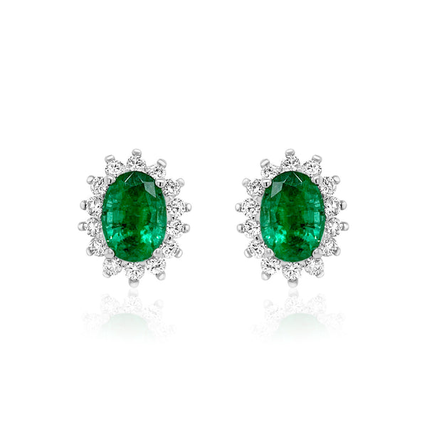 Oval Emerald Stud Earrings - Brilat